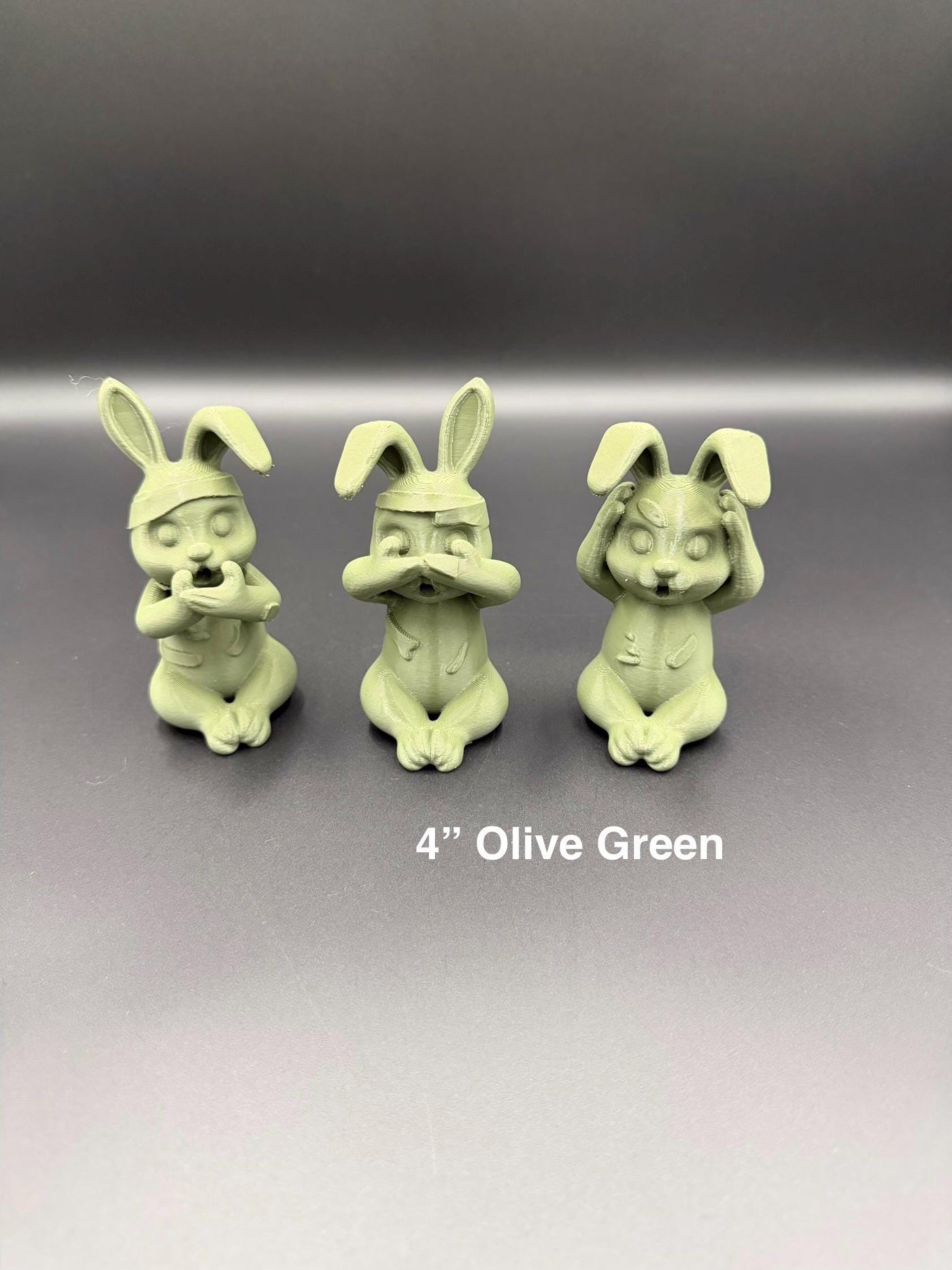 3D Printed Evil Bunny Trio No Speak No See No Hear Bunnies Creepy Decor Shelf Figurines Funny gift