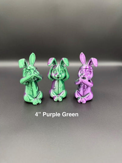 3D Printed Evil Bunny Trio No Speak No See No Hear Bunnies Creepy Decor Shelf Figurines Funny gift