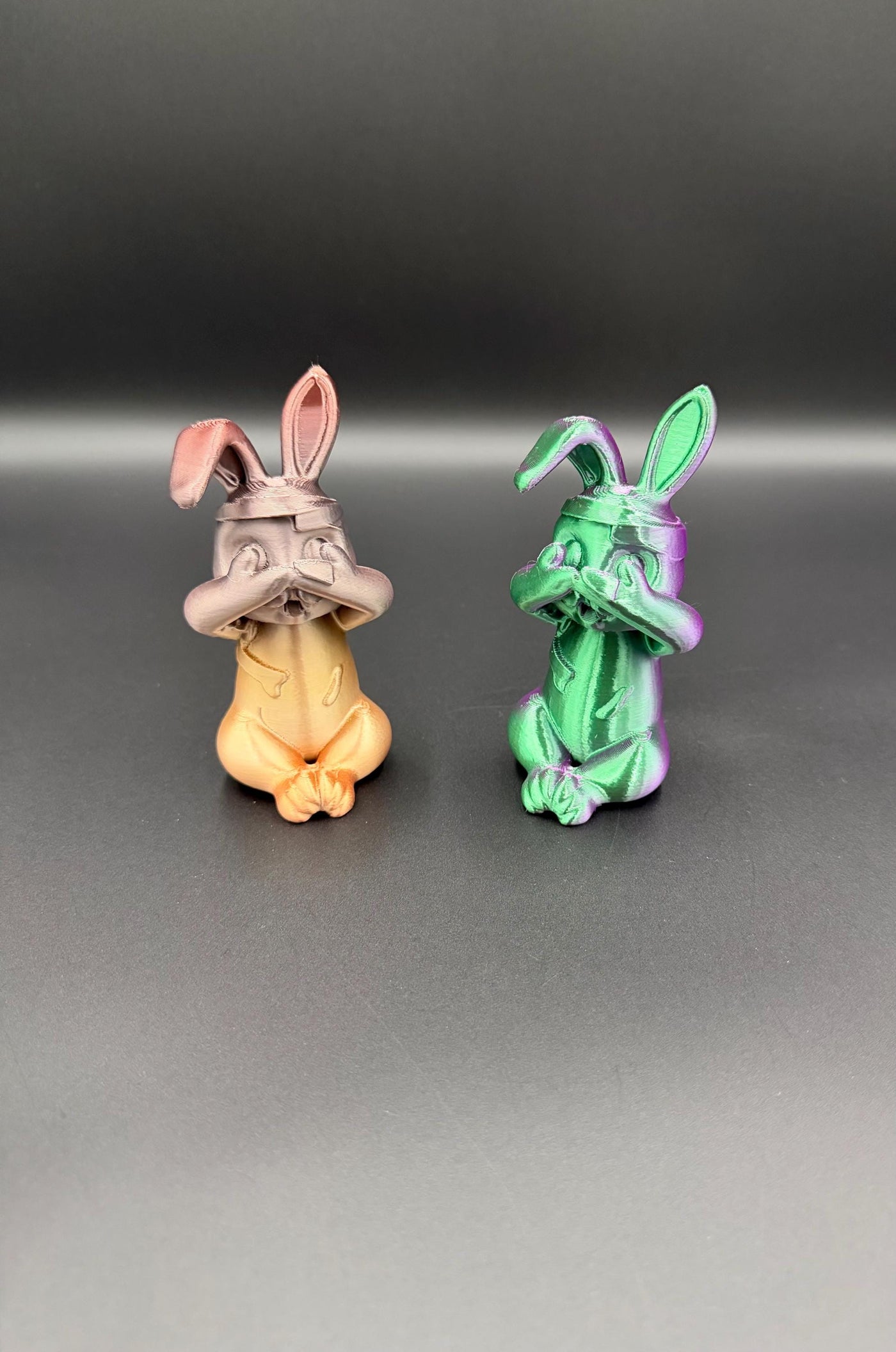 3D Printed Evil Bunny Trio No Speak No See No Hear Bunnies Creepy Decor Shelf Figurines Funny gift