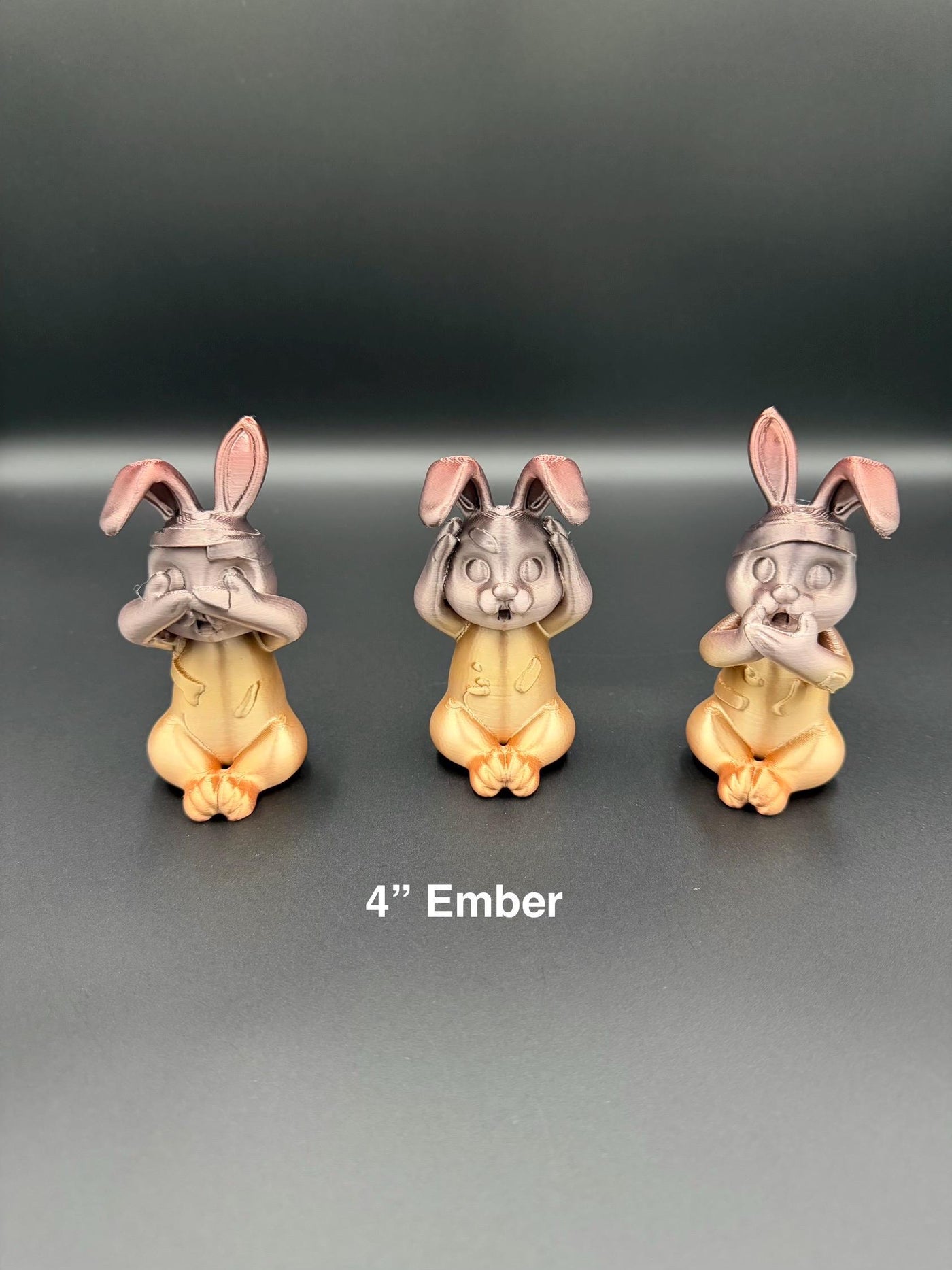 3D Printed Evil Bunny Trio No Speak No See No Hear Bunnies Creepy Decor Shelf Figurines Funny gift