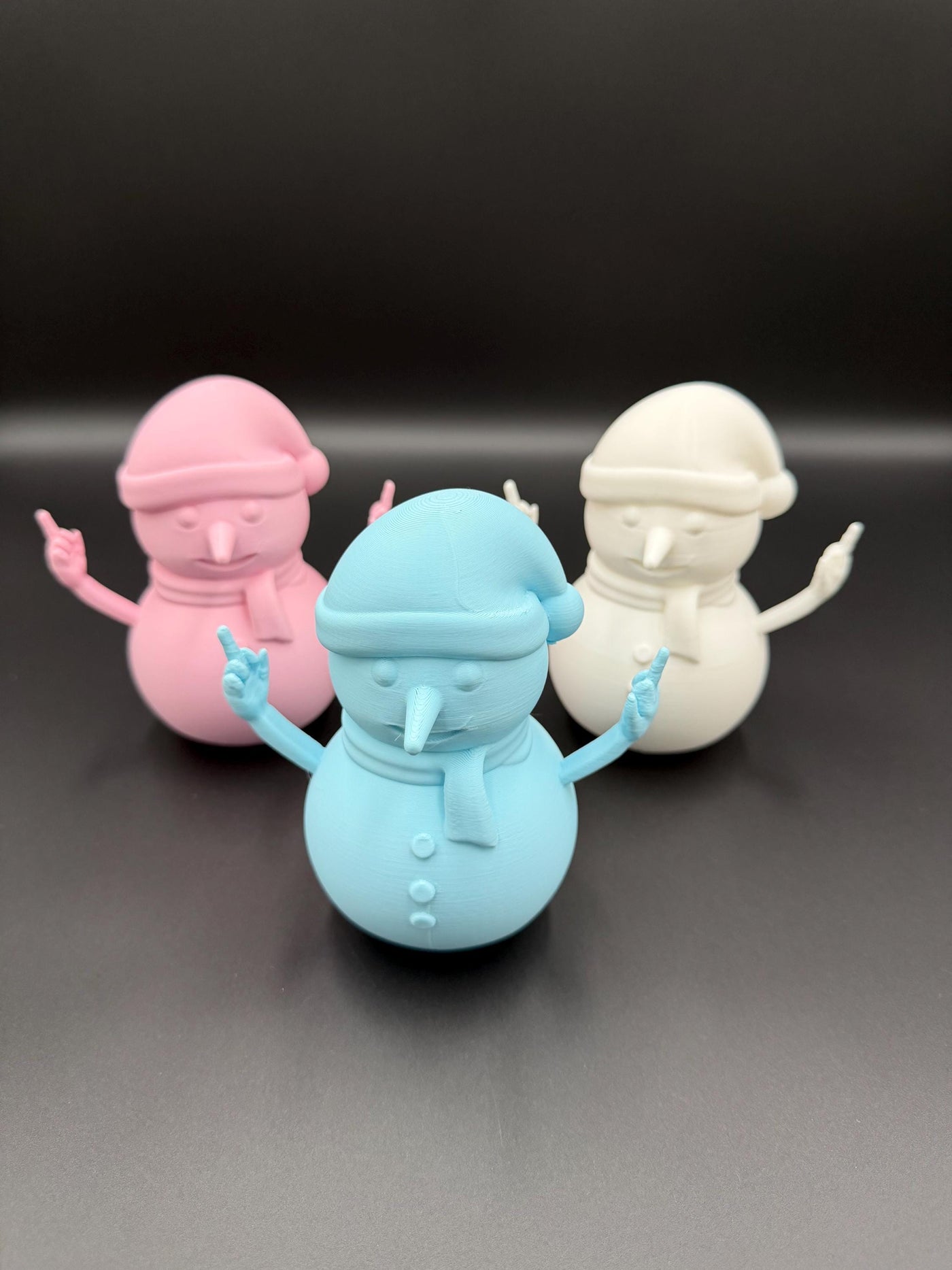 3D Printed Rude Snowman Funny Middle Finger Snowman Offensive Christmas Figurine Naughty Adult Humor Xmas Decoration Desk Gag