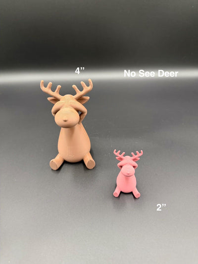 3D Printed Reindeer Trio See No Evil Speak No Evil Hear No Evil Christmas Figurines Cute Holiday Shelf Decor Reindeer Decoration Set
