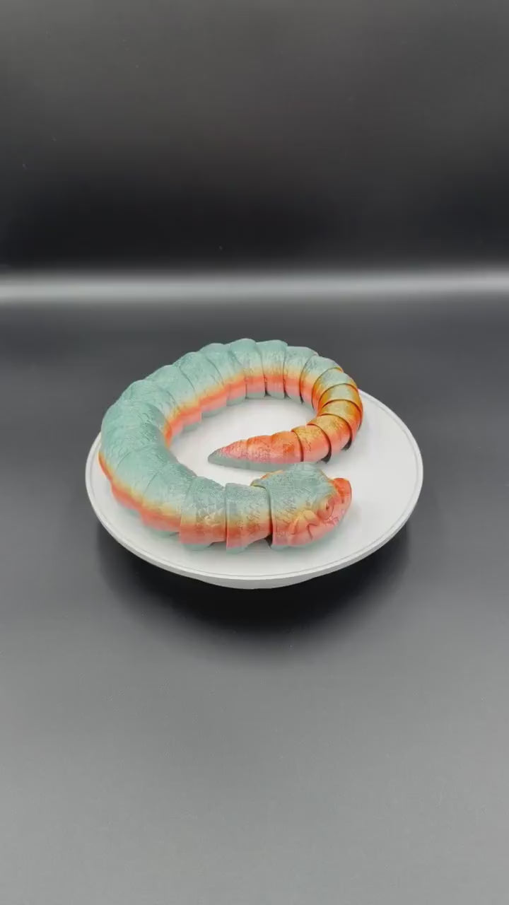 3D Printed Hognose Snake Articulated Reptile Figurine Toy Unique Stocking stuffer Snake Desk Decor