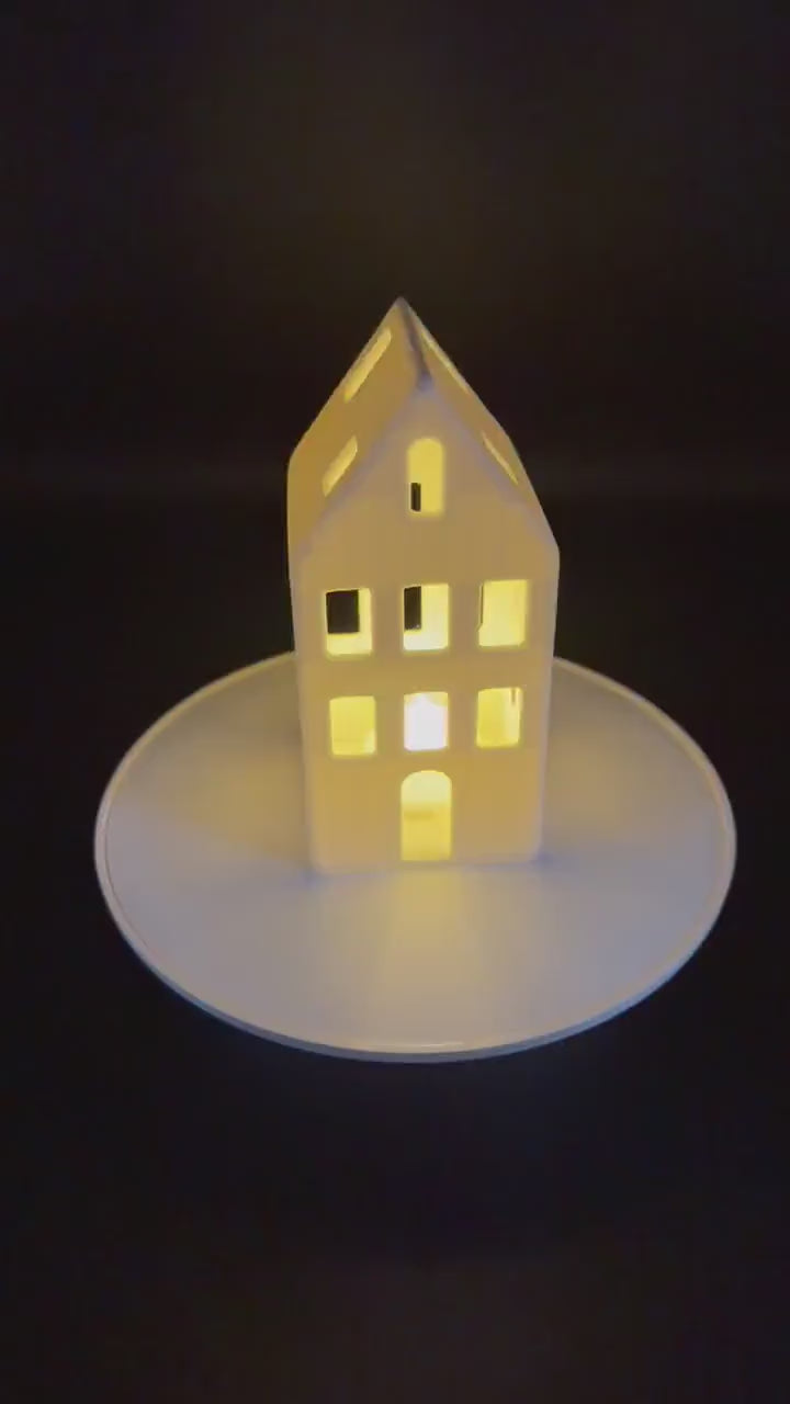 3D Printed Winter Village LED Tea Light Houses: Christmas Mantel Decor Holiday shelf decor