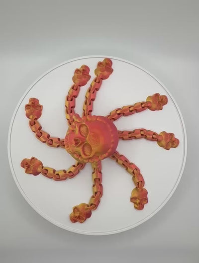 3D Printed Articulated Octopus Skull – Unique Poseable Figurine, Desk Toy & Gothic Home Décor