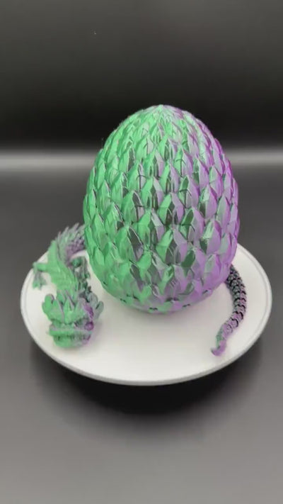 3D Printed Articulated Chinese NEW YEAR Dragon with Egg lunar bookshelf and festival decor