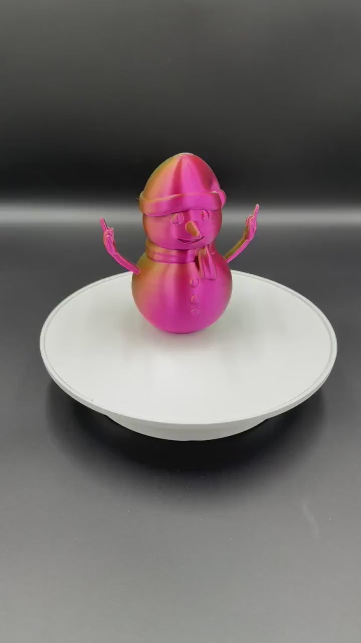 3D Printed Rude Snowman Funny Middle Finger Snowman Offensive Christmas Figurine Naughty Adult Humor Xmas Decoration Desk Gag