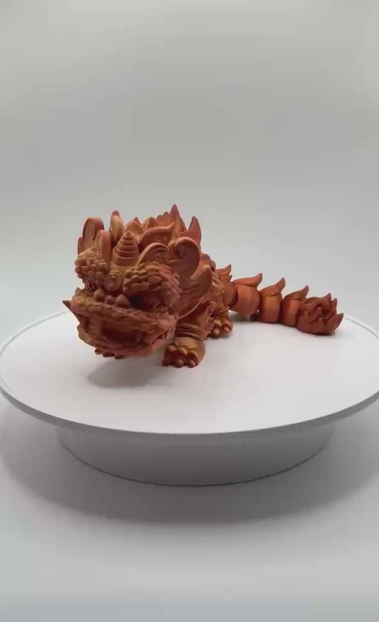 3D Printed Articulated Chinese Kirin Lion: Mythical Beast Fidget Toy & Fantasy Figurine for Collectors, Bookshelf and Desk Decor, Sensory