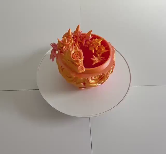 3D Printed Articulated Rose Dragon and Egg: Fantasy Figurine, Collectible & Sensory Toy, Bookshelf and Desk Decor, Toddler Room Decor