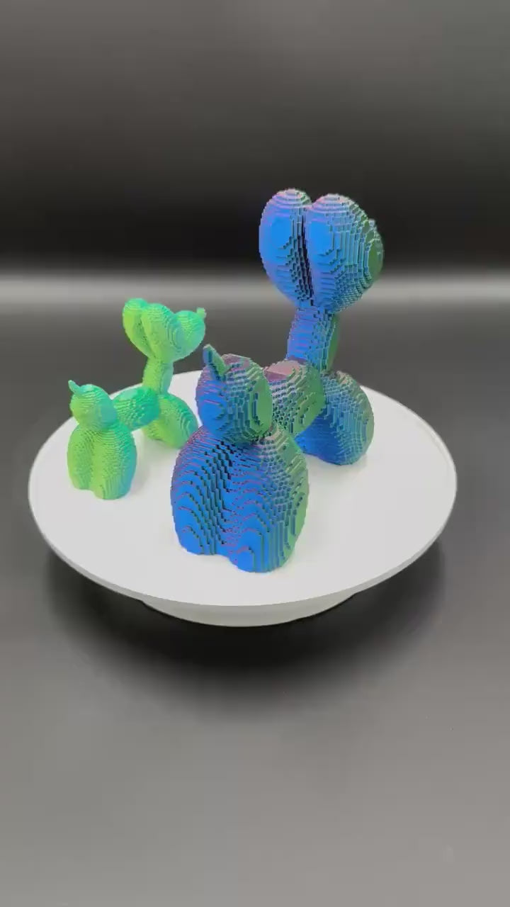 3D Printed Pixel Puppy Balloon Dog: Modern Desk Decor, Gamer Gift, Stocking Stuffer