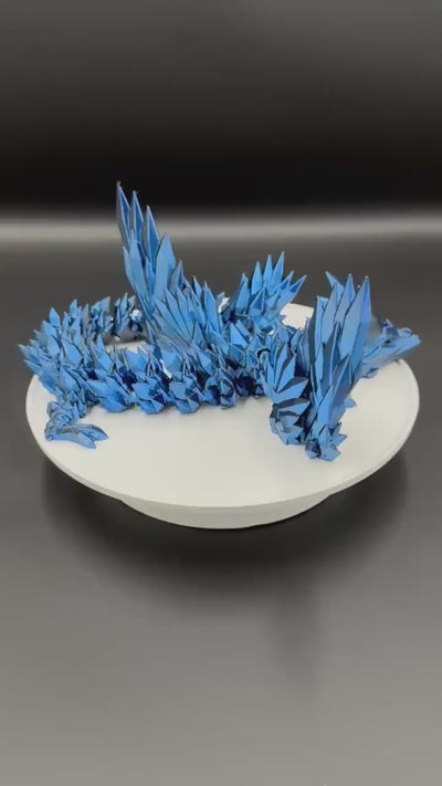 3D Printed Articulated Crystal Dragon: Fantasy Figurine, Desktop Decor and bookshelf decoration