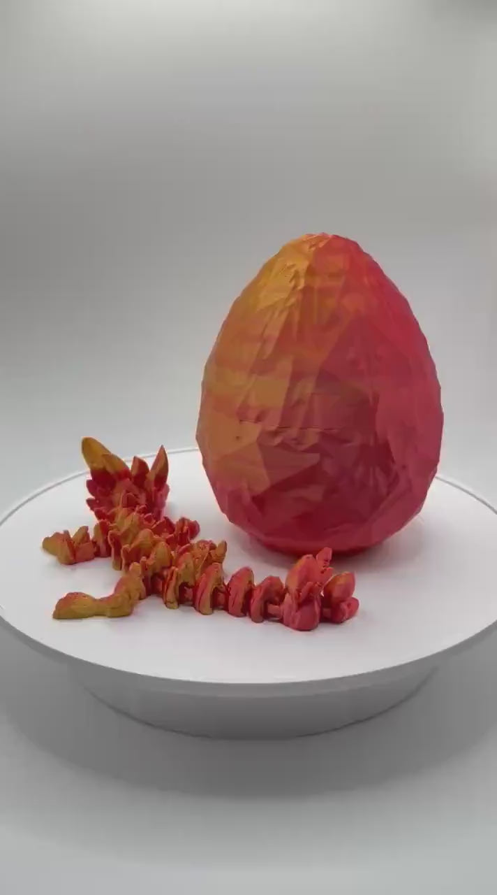 3D Printed Articulated Baby Dragon with Egg: Fantasy Toy, Collectible Decor, Unique Gift. Toddler Room Decor, Bookshelf and Desk Decor