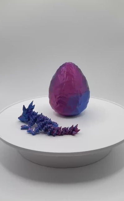 3D Printed Articulated Crystal Dragon with Egg: Poseable Fantasy Figurine and bookshelf decoration