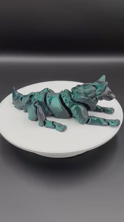 3D Printed Articulated Wolf: Poseable Fidget Figurine, Desk Decor