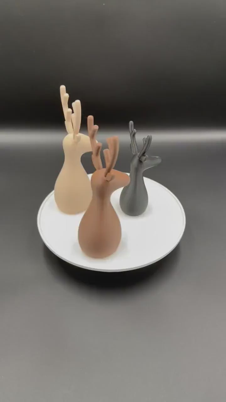 3D Printed Deer Family: Minimalist Nordic Christmas Decor Reindeer figurine