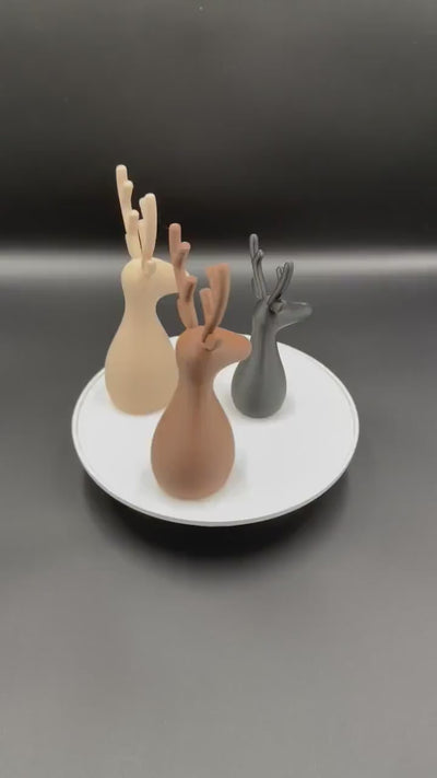 3D Printed Deer Family: Minimalist Nordic Christmas Decor Reindeer figurine