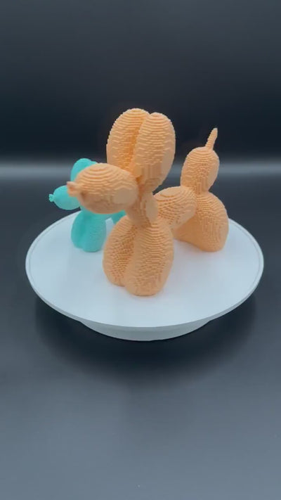 3D Printed Pixel Puppy Balloon Dog: Modern Art Desk Decor, Gamer Gift