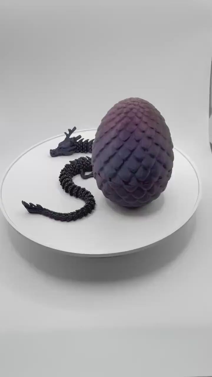 11" 3D Printed Articulated Dragon & Egg Figurine: Fantasy Collectible Desk Decor, Handmade Toy Gift, Bookshelf decor, Toddlers Room Decor
