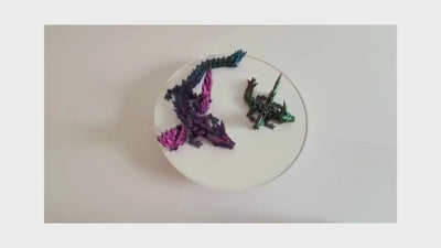 3D Printed Articulated Crystal Dragon with Wings : Fantasy Figurine, Collectible Toy & Desktop Decor, Bookshelf Decor, Toddler Gift, Sensory