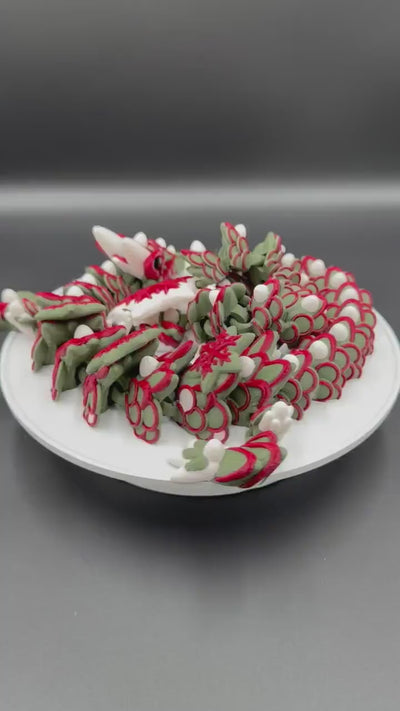 Articulated Gingerbread Dragon 3D Printed Cookie Dragon Holiday Fidget Toy Christmas Gift Stocking Stuffer